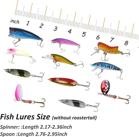 Rooster Bait Tail Fishing Lures Kit Spinner Baits Trout Lures Spoon Lures Bass Lures Hard Bait Bass Lures Crankbaits for Bass Pike Trout Salmon Crappie Walleye Fishing in Saudi Arabia