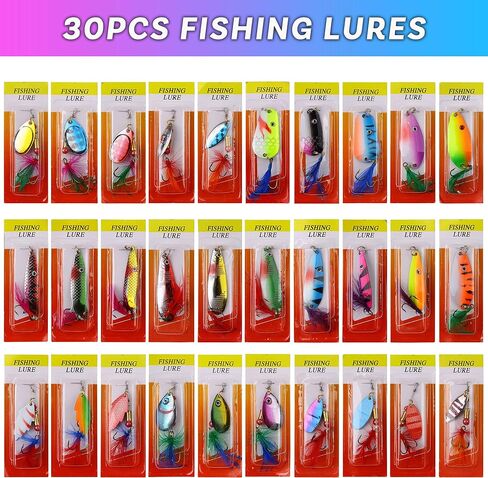 Rooster Bait Tail Fishing Lures Kit Spinner Baits Trout Lures Spoon Lures Bass Lures Hard Bait Bass Lures Crankbaits for Bass Pike Trout Salmon Crappie Walleye Fishing in Saudi Arabia