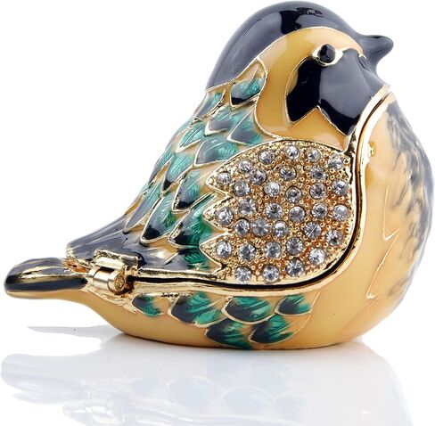 SEVENBEES Hand Painted Robin Bird Trinket Box Hinged Jewelry Box with Crystals, Rings Earrings Necklace Storage, Home Decor Crafts, Unique Animal Figurine Collectible Gift in Saudi Arabia
