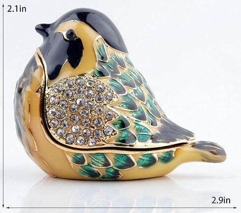 SEVENBEES Hand Painted Robin Bird Trinket Box Hinged Jewelry Box with Crystals, Rings Earrings Necklace Storage, Home Decor Crafts, Unique Animal Figurine Collectible Gift in Saudi Arabia