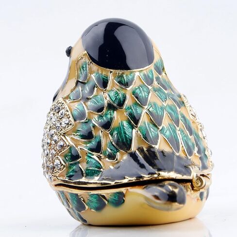 SEVENBEES Hand Painted Robin Bird Trinket Box Hinged Jewelry Box with Crystals, Rings Earrings Necklace Storage, Home Decor Crafts, Unique Animal Figurine Collectible Gift in Saudi Arabia