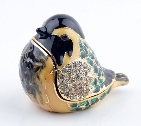 SEVENBEES Hand Painted Robin Bird Trinket Box Hinged Jewelry Box with Crystals, Rings Earrings Necklace Storage, Home Decor Crafts, Unique Animal Figurine Collectible Gift in Saudi Arabia