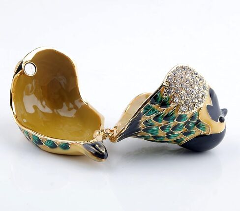 SEVENBEES Hand Painted Robin Bird Trinket Box Hinged Jewelry Box with Crystals, Rings Earrings Necklace Storage, Home Decor Crafts, Unique Animal Figurine Collectible Gift in Saudi Arabia