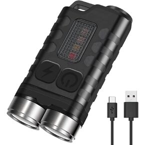 BORUIT V3 Mini Powerful Keychain Flashlights with Red UV Blue Light,High Lumens 900LM USB-C Rechargeable Small Pocket EDC LED Flash Light-12 Modes,IP65 Waterproof,Tail Magnet