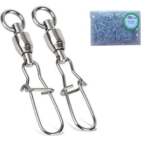 FASPLORE 10-25 قطعة محمل كرة الصيد دوارة مع قفل ثنائي كبس بالحجم الكامل، أسطوانة عالية القوة تدور من الفولاذ المقاوم للصدأ والنحاس والنيكل المطلي بموصلات دوارة للمياه المالحة in Kuwait