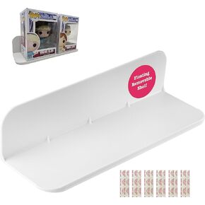 eLhook Made in USA White Stick-On Removable Adhesive Floating Wall Shelf Durable Textured ABS Injection Molded Plastic with Lipped Edges | Designed for Stick-On Adhesives or Screws