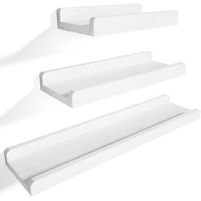 Alsonerbay White Floating Shelves, Large Floating Shelves Wood for Wall Storage, Wall Shelf for Bedroom, Living Room, Bathroom, Kitchen, Office and More, Set of 3 in Kuwait