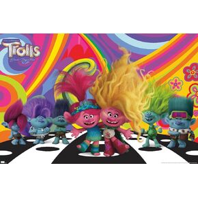 تريندز انترناشونال Trolls: Band Together - ملصق حائط الكون، 14.75 بوصة × 22.4 بوصة، نسخة برونزية بإطار in Saudi Arabia