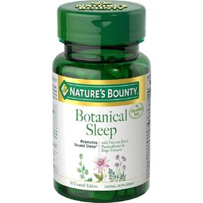 Nature's Bounty Botanical Sleep، يعزز النوم السليم، خالي من الميلاتونين، 30 قرصًا مغلفًا in Kuwait