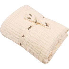 Muslin Blankets, Baby Toddler Quilt, 4 Layers, 100% Cotton Stroller Blanket, Hypoallergenic, Super-Soft, Breathable and Lightweight Swaddle, Nursery & Crib Blanket, Large (47 X 35 inch) (Vanilla Ice)