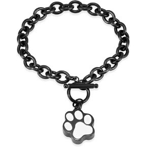 Minicremation Dog Paw Print Cremation Jewelry for Ashes Memorial Urn Bangle for Pet Stainless Steel Urn Bracelet Ashes Holder