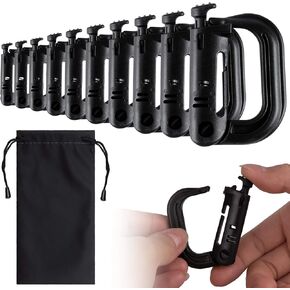 IronSeals 10 Pack Multipurpose D-Ring Grimloc Locking for Molle Webbing Tactical Bag with Drawstring Pouch