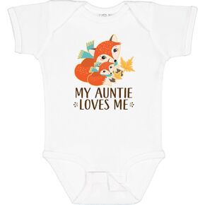 inktastic Auntie Loves Me Woodland Fox Baby Bodysuit
