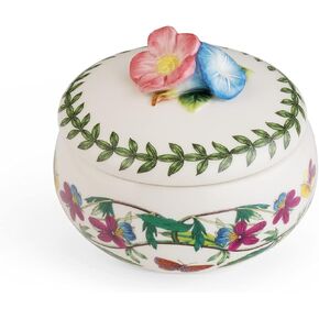 Portmeirion Botanic Garden Bouquet Bumble Bee Trinket Box with Lid | Small storage Box for Rings Bracelets and Jewelry | Made of Dolomite with Flower and Butterly Motif | Decorative Holder Organizer in Kuwait