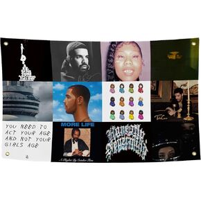 orkly غلاف ألبوم الموسيقى نسيج مغني الراب المغني دريك 3x5 قدم نسيج رجل الكهف نسيج الجدار مع الحلقات النحاسية لديكور غرفة النوم الكلية، في الهواء الطلق، هدايا الحفلات، المهرجانات in Kuwait