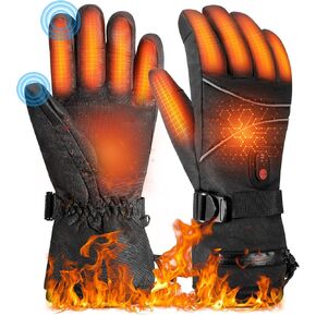 Heated Gloves for Men Women, Rechargeable Hand Warmer Waterproof Motorcycle Heating Gloves, Electric Touchscreen Warm Gloves Windproof Winter Mittens for Outdoor Sports Fishing Hiking Cycling Skiing in Kuwait