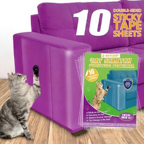 بيتيزر شريط مانع للخدش للقطط من 10 قطع، شريط تدريب شفاف لاصق مزدوج الجوانب، مضاد للخدش للاثاث، 5 قطع 16 انش طول 12 انش عرض + 5 عبوات 17 انش طول 10 انش عرض in Kuwait