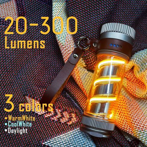 مصباح يدوي خارجي قابل لاعادة الشحن مستوحى من الطراز العتيق فانت. لوكس مثالي للتخييم او شنطة الظهر الفاخرة او حالات الطوارئ مع خيارات اضاءة مزدوجة و4 اوضاع اضاءة in Kuwait