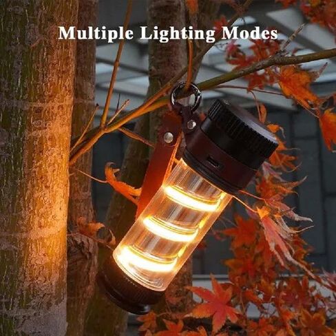 مصباح يدوي خارجي قابل لاعادة الشحن مستوحى من الطراز العتيق فانت. لوكس مثالي للتخييم او شنطة الظهر الفاخرة او حالات الطوارئ مع خيارات اضاءة مزدوجة و4 اوضاع اضاءة in Kuwait