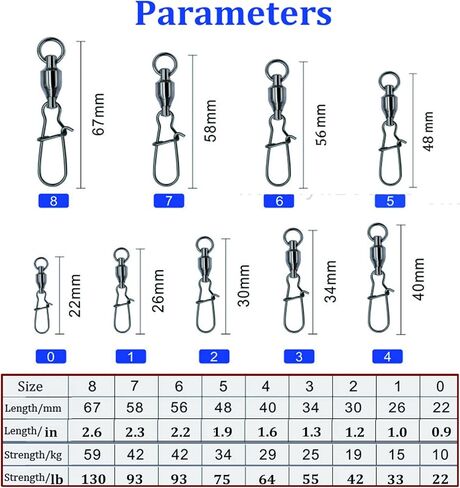 FASPLORE 10-25 قطعة محمل كرة الصيد دوارة مع قفل ثنائي كبس بالحجم الكامل، أسطوانة عالية القوة تدور من الفولاذ المقاوم للصدأ والنحاس والنيكل المطلي بموصلات دوارة للمياه المالحة in Kuwait
