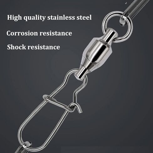 FASPLORE 10-25 قطعة محمل كرة الصيد دوارة مع قفل ثنائي كبس بالحجم الكامل، أسطوانة عالية القوة تدور من الفولاذ المقاوم للصدأ والنحاس والنيكل المطلي بموصلات دوارة للمياه المالحة in Kuwait