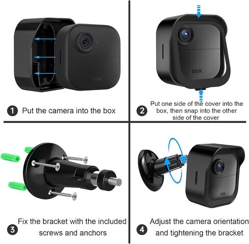 Wall Mount Bracket for Blink Outdoor 4 (4th Gen) & 3 (3rd Gen) & 2K+ (new Model) Camera, Weatherproof Protective Cover Case with 360° Adjustable Mount for Home Security Camera System Black (2 Pack) in Saudi Arabia