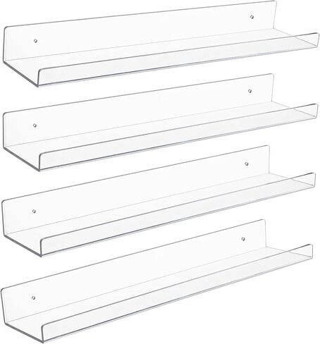 HBlife 36 Inches Floating Shelves Wall Mounted Clear Acrylic Shelves for Figures, Invisible Floating Bookshelf for Kids and Nursery, 2 Pack (5MM Thick) in Saudi Arabia