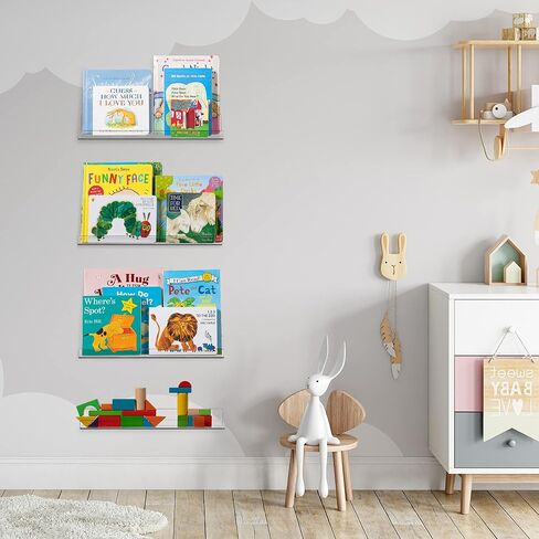 HBlife 36 Inches Floating Shelves Wall Mounted Clear Acrylic Shelves for Figures, Invisible Floating Bookshelf for Kids and Nursery, 2 Pack (5MM Thick) in Saudi Arabia