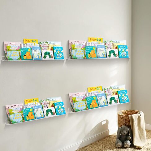 HBlife 36 Inches Floating Shelves Wall Mounted Clear Acrylic Shelves for Figures, Invisible Floating Bookshelf for Kids and Nursery, 2 Pack (5MM Thick) in Saudi Arabia