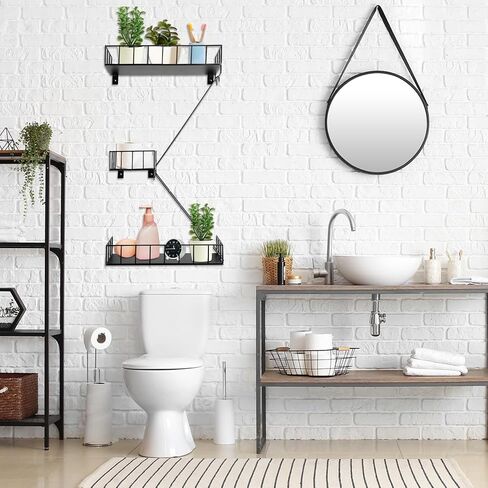 Zonon Fire Escape Shelf Hanging Wall Shelves Hanging Metal Ladder Decor Cool Bookshelf Fire Escape Wall Organizer Wall Floating Shelves Action Figure Shelf for Home Bedroom Room Display (3 Tier) in Saudi Arabia
