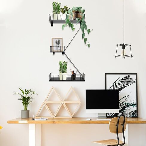 Zonon Fire Escape Shelf Hanging Wall Shelves Hanging Metal Ladder Decor Cool Bookshelf Fire Escape Wall Organizer Wall Floating Shelves Action Figure Shelf for Home Bedroom Room Display (3 Tier) in Saudi Arabia