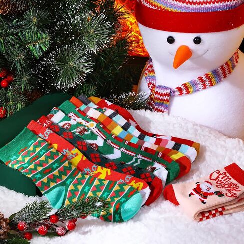 Suhine 20 Pairs Kids Christmas Socks Holiday Cute Toddler Socks Winter Xmas Socks Babies Christmas Supplies Gift, 20 Style Suitable for 1-3 years old in Saudi Arabia