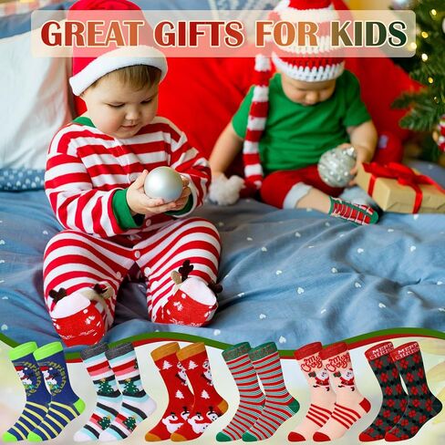 Suhine 20 Pairs Kids Christmas Socks Holiday Cute Toddler Socks Winter Xmas Socks Babies Christmas Supplies Gift, 20 Style Suitable for 1-3 years old in Saudi Arabia
