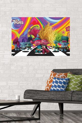 تريندز انترناشونال Trolls: Band Together - ملصق حائط الكون، 14.75 بوصة × 22.4 بوصة، نسخة برونزية بإطار in Saudi Arabia