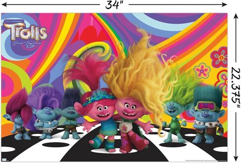 تريندز انترناشونال Trolls: Band Together - ملصق حائط الكون، 14.75 بوصة × 22.4 بوصة، نسخة برونزية بإطار in Saudi Arabia