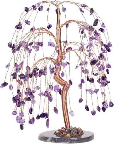 Handcrafted Chakra Crystal Tree,Crystal Tree Natural Crystals Stone Base Money Tree 7 Chakra Healing Crystals Quartz Tree，Energy Gemstone Decor Spiritual Gift Meditation (PUPPLE) in Saudi Arabia