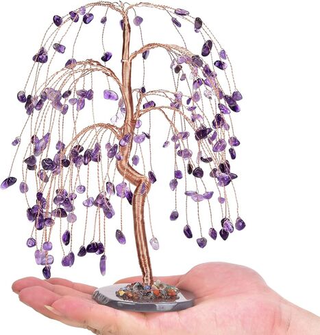 Handcrafted Chakra Crystal Tree,Crystal Tree Natural Crystals Stone Base Money Tree 7 Chakra Healing Crystals Quartz Tree，Energy Gemstone Decor Spiritual Gift Meditation (PUPPLE) in Saudi Arabia