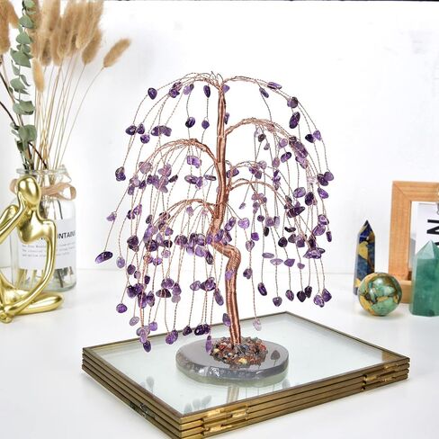 Handcrafted Chakra Crystal Tree,Crystal Tree Natural Crystals Stone Base Money Tree 7 Chakra Healing Crystals Quartz Tree，Energy Gemstone Decor Spiritual Gift Meditation (PUPPLE) in Saudi Arabia