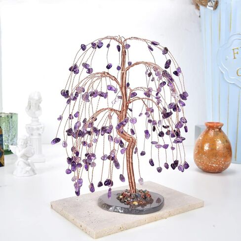 Handcrafted Chakra Crystal Tree,Crystal Tree Natural Crystals Stone Base Money Tree 7 Chakra Healing Crystals Quartz Tree，Energy Gemstone Decor Spiritual Gift Meditation (PUPPLE) in Saudi Arabia