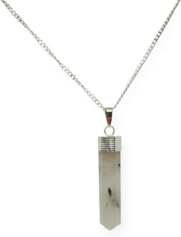 Wholesalegemshop GEMSCITE كريستال شفاء قلادة قلادة - حماية منظف الطاقة السلبية الإجهاد الطبيعي - حجر أصيل على الفضة مطلي 18 "سلسلة شقرا شفاء سحر in Kuwait