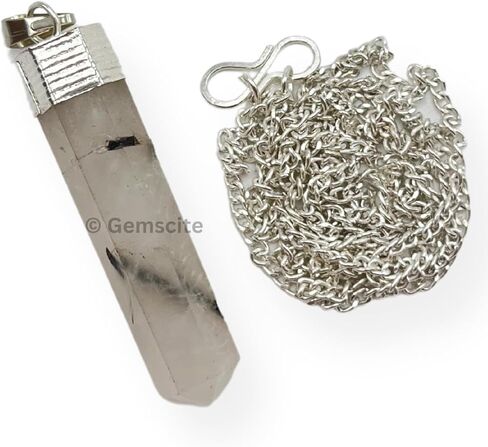 Wholesalegemshop GEMSCITE كريستال شفاء قلادة قلادة - حماية منظف الطاقة السلبية الإجهاد الطبيعي - حجر أصيل على الفضة مطلي 18 "سلسلة شقرا شفاء سحر in Kuwait