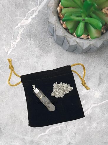 Wholesalegemshop GEMSCITE كريستال شفاء قلادة قلادة - حماية منظف الطاقة السلبية الإجهاد الطبيعي - حجر أصيل على الفضة مطلي 18 "سلسلة شقرا شفاء سحر in Kuwait