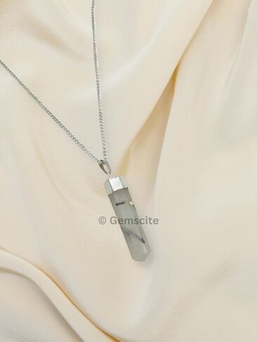 Wholesalegemshop GEMSCITE كريستال شفاء قلادة قلادة - حماية منظف الطاقة السلبية الإجهاد الطبيعي - حجر أصيل على الفضة مطلي 18 "سلسلة شقرا شفاء سحر in Kuwait