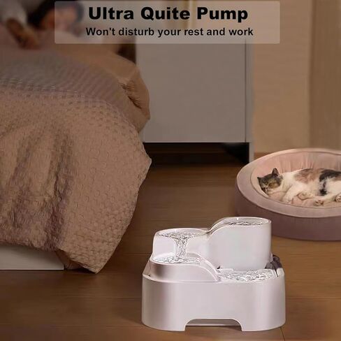 نافورة مياه للقطط من كوبماث للحيوانات الأليفة المتعددة، 4 طبقات، 95 أونصة/2.8 لتر، مضخة هادئة تهمس، ترشيح علمي، سهلة الإعداد والتنظيف، تخزين المياه في حالات الطوارئ، موزع مياه كبير للكلاب، مع قابس طاقة in Kuwait