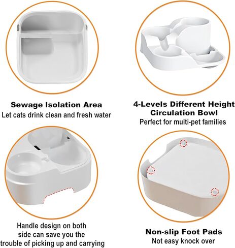نافورة مياه للقطط من كوبماث للحيوانات الأليفة المتعددة، 4 طبقات، 95 أونصة/2.8 لتر، مضخة هادئة تهمس، ترشيح علمي، سهلة الإعداد والتنظيف، تخزين المياه في حالات الطوارئ، موزع مياه كبير للكلاب، مع قابس طاقة in Kuwait