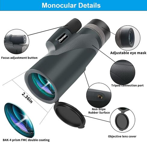 16x60 Monocular Telescope with Smartphone Holder&Tripod HD High Powered Monocular for Adults High Definition Telescope for Hunting Bird Watching Travel Camping Hiking Concert in Saudi Arabia