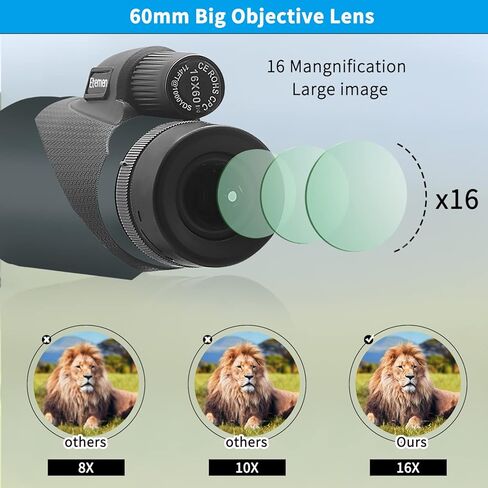 16x60 Monocular Telescope with Smartphone Holder&Tripod HD High Powered Monocular for Adults High Definition Telescope for Hunting Bird Watching Travel Camping Hiking Concert in Saudi Arabia