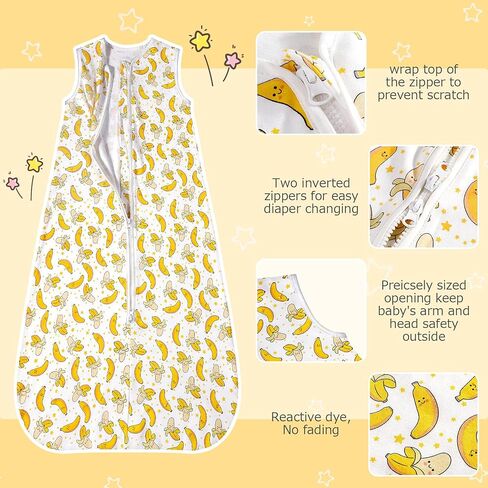 كيس نوم للأطفال من ليكتين 1.0 TOG - كيس نوم للأطفال الصغار بعمر 18-36 شهرًا، بطانية يمكن ارتداؤها للأطفال، حقيبة نوم صيفية بدون أكمام للجنسين مع طول قابل للتعديل وسحاب في اتجاهين in Kuwait