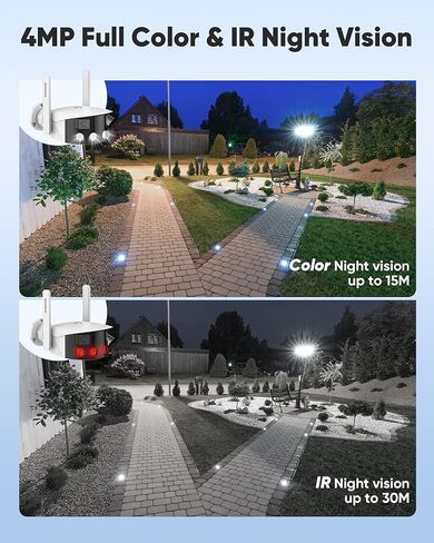 كاميرا أمان لاسلكية SANNCE بعدسة مزدوجة 4 ميجابكسل، زاوية مراقبة واسعة للغاية 180 درجة كاميرا واي فاي خارجية 2K، محادثة ثنائية الاتجاه، اكتشاف الإنسان، رؤية ليلية ملونة، تنبيه مزدوج للضوء، مقاومة للماء in Kuwait