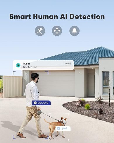 كاميرا أمان لاسلكية SANNCE بعدسة مزدوجة 4 ميجابكسل، زاوية مراقبة واسعة للغاية 180 درجة كاميرا واي فاي خارجية 2K، محادثة ثنائية الاتجاه، اكتشاف الإنسان، رؤية ليلية ملونة، تنبيه مزدوج للضوء، مقاومة للماء in Kuwait